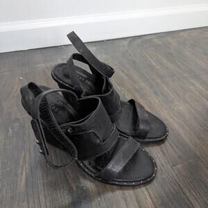 Freda Salvador black leather and suede studded heels